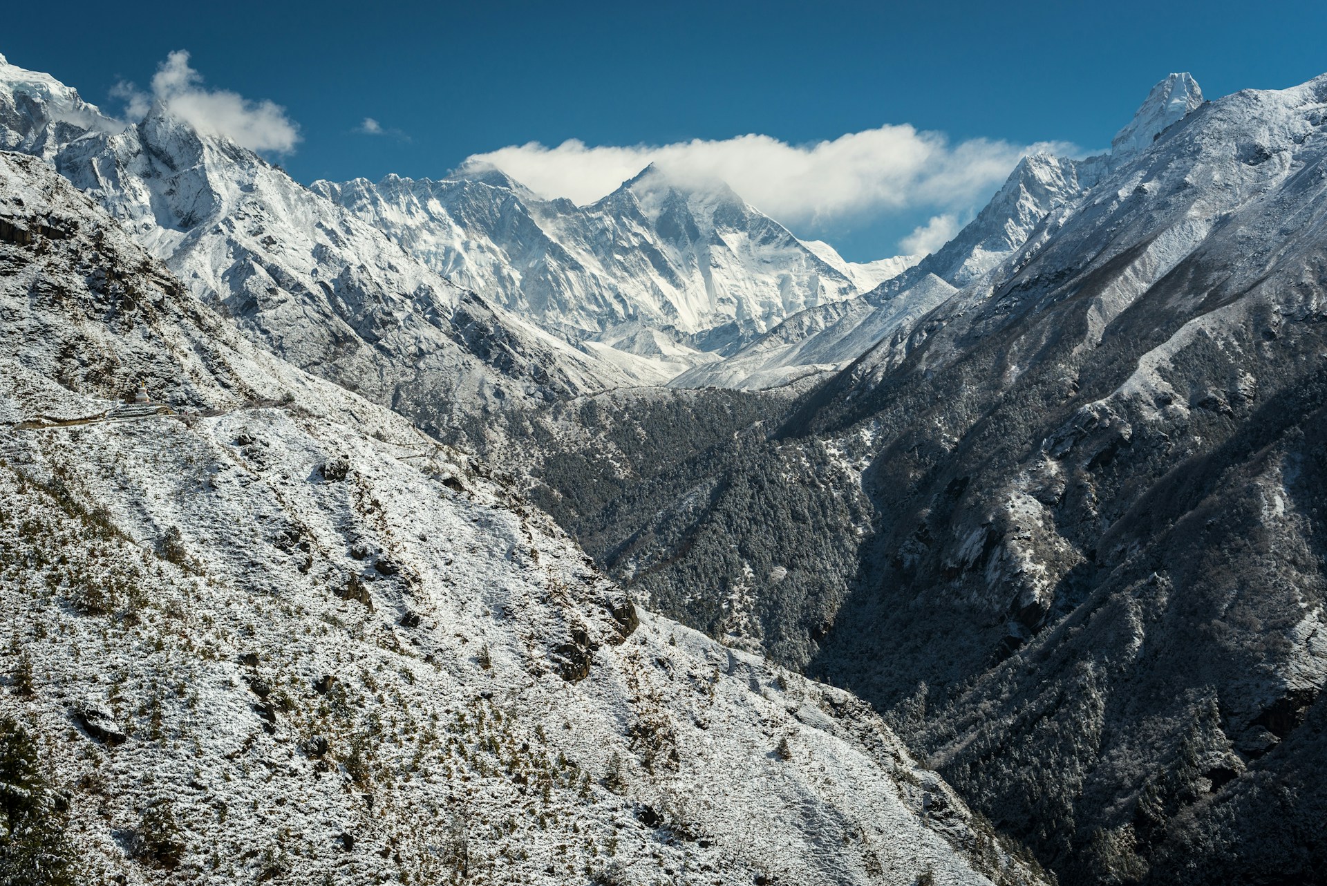 Landscape of snowy Himalayas